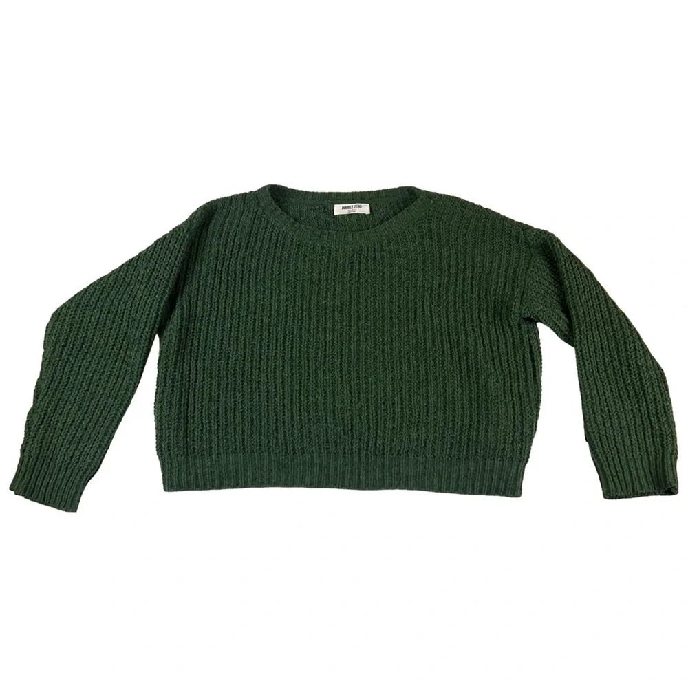 Double Zero Green Shaker Knit Crop Sweater, Size Small Junior - Picture 1 of 10